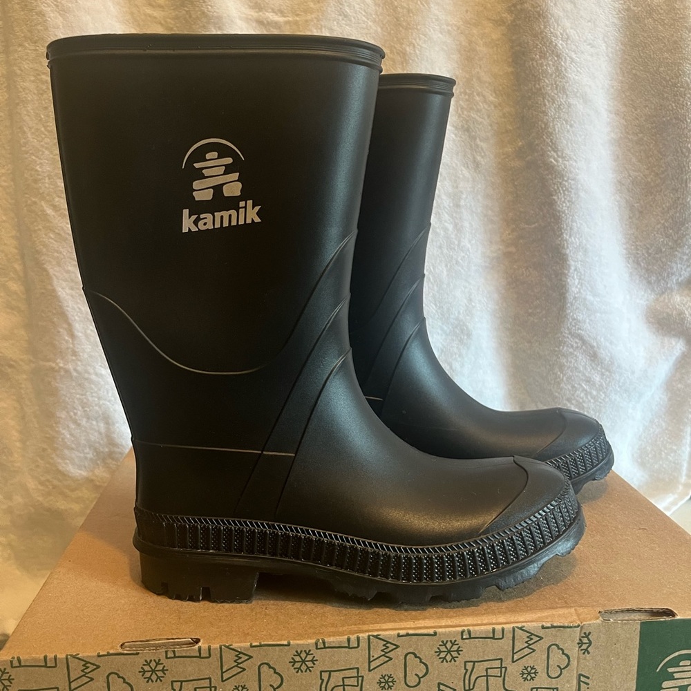 New, in box, Kamik Stomp rain boots